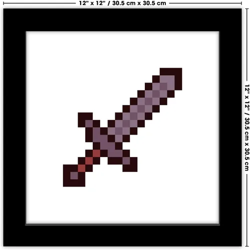 Vista 7 de Trends International Gallery Pops Minecraft: Pixeles icónicos - Artículos - Póster de pared de espada de hierro, 12 x 12 pulgadas, versión enmarcada