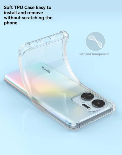 Vista 5 de USTIYA Funda para Honor X7A Clear TPU Cuatro Esquinas Cubierta Protectora Transparente Suave