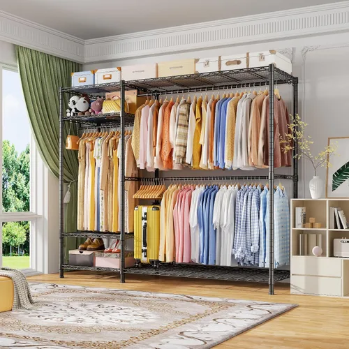 Vista 2 de Ulif F7 Plus - Perchero de ropa resistente, perchero para colgar ropa, 6 niveles, estante de almacenamiento portátil independiente de 68 pulgadas