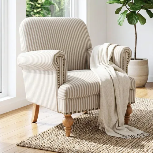 Vista 13 de DM Furnitue - Silla de acento moderna, sillas de brazo cómodas, silla de salón tapizada cómoda, sofá individual/sofá para dormitorio/sala de estar