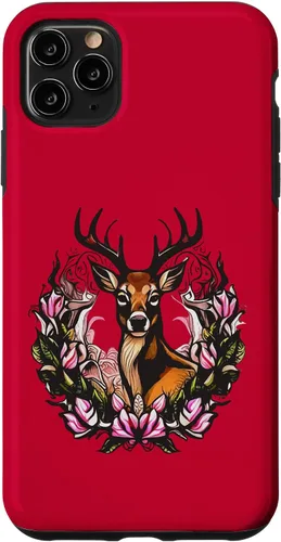 Vista 12 de Arkansas Deer with Antlers and Apple Blossom Tattoo Art Case for iPhone 17
