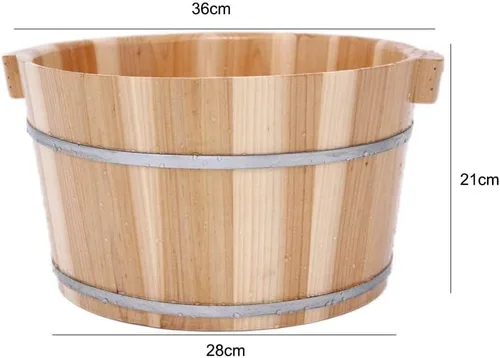 Vista 3 de Katzowen Barril de baño de pies, Masaje magnético bañera de pie de madera, Masajeador de baño de spa de pies para el hogar