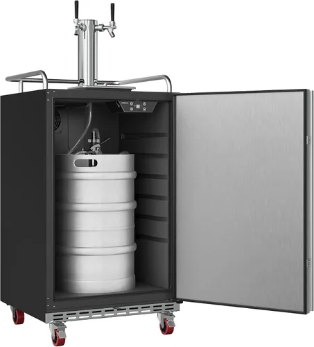 Vista 3 de EdgeStar Kegerator incorporado de doble grifo de tamaño completo - acero inoxidable negro