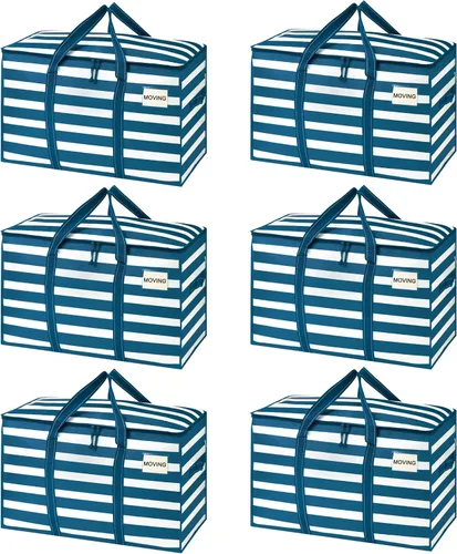 Vista 29 de VENO - Paquete de mudanzas, cajas de almacenamiento para embalaje universitario con tapas alternativas, para dormitorio, extragrande, asas