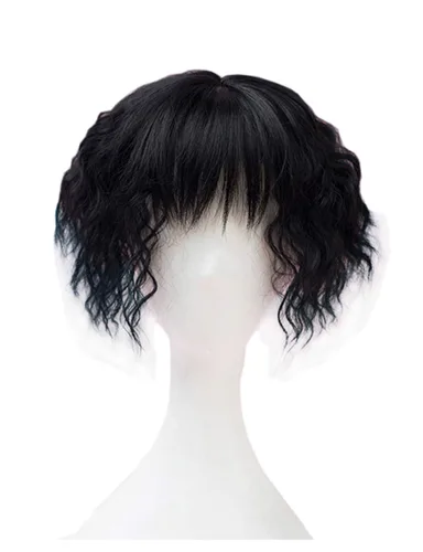 Vista 2 de Pinza de cabello ondulado con clip en parte media con flecos picados gruesos/9.8 in, color negro