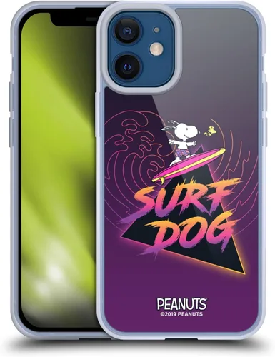 Vista 112 de Head Case Designs Funda de gel suave con licencia oficial de Peanuts Tropical Surf Snoopy Aloha Disco compatible con Apple iPhone 13 Mini Surf
