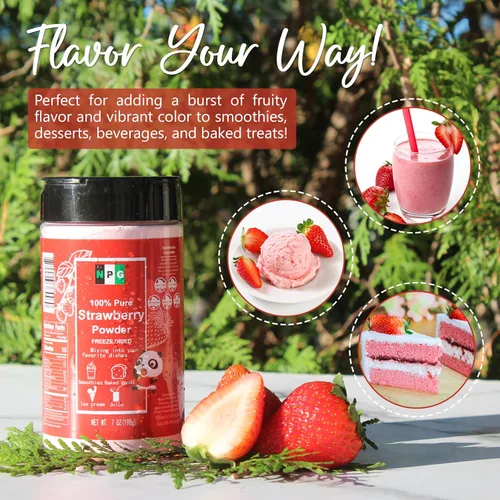 Vista 4 de NPG - Polvo de fresa liofilizado de 7 onzas, polvo de frutas de fresas puras para saborizar y colorear alimentos, batidos, bebidas, pasteles, puré