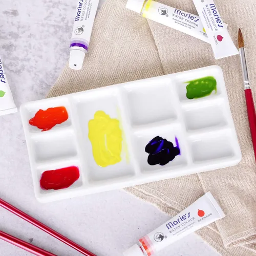 Vista 7 de VanEnjoy Paleta de pintura de artista de cerámica cuadrada blanca,Paleta de acuarela de porcelana,Bandeja de mezcla de cerámica para pintura