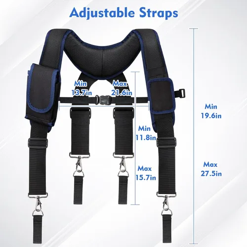 Vista 2 de Tool Belt Suspenders for Men, Adjustable Tool Belt with Magnetic Wristband Multifunctional Pouch Pocket for Workers