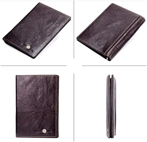 Vista 7 de ZHUHW - Cartera casual de piel auténtica para hombre, soporte para fotos, pasaporte, tarjetero para pasaporte de viaje, con bolsillo con cremallera