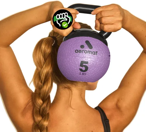 Vista 12 de Aeromat Elite Mini Kettlebells – Weighted Exercise Medicine Ball with Anti-Slip Grip & Wide Handle, Strength Training Kettlebell for Squats