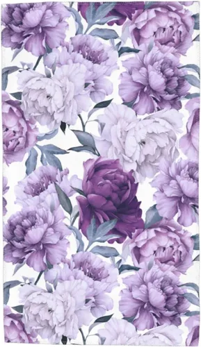 Vista 8 de VARUN Toallas largas de mano con flores moradas con hojas verdes, toalla ultra suave, sin costuras, patrón floral, pintura artística, toallas