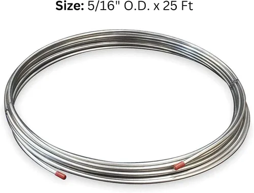 Vista 2 de Bobina de tubo de acero inoxidable de 5/16" diámetro exterior x 25' - Tubería tipo 304 SS (pared de .020")