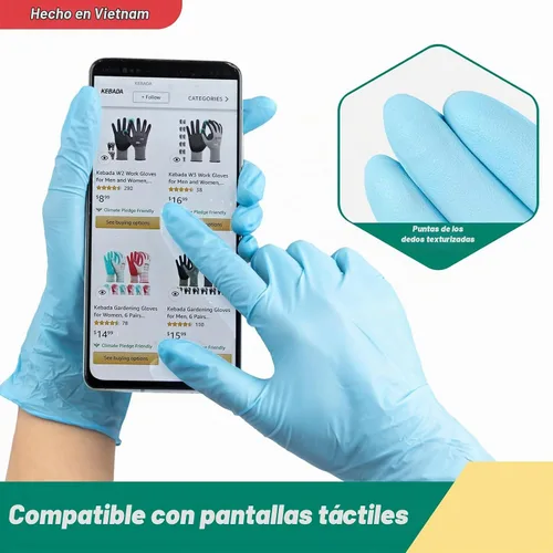 Vista 2 de Kebada D1 - Guantes desechables de nitrilo azules, 100% seguros para Azul (100 quilates)