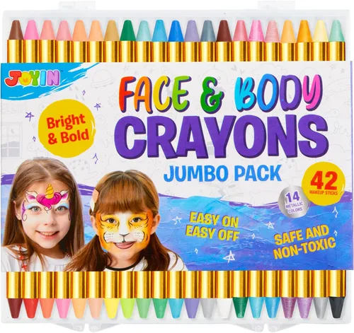 Vista 7 de 42 piezas de crayones de pintura para cara y cuerpo, kit de pintura facial XL seguro y no tóxico Paquete de fiesta definitivo que incluye 14