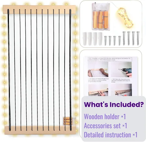 Vista 7 de Almacenamiento de animales de peluche de madera suave para habitación de los niños, soporte de pared para colgar en la puerta, organizador