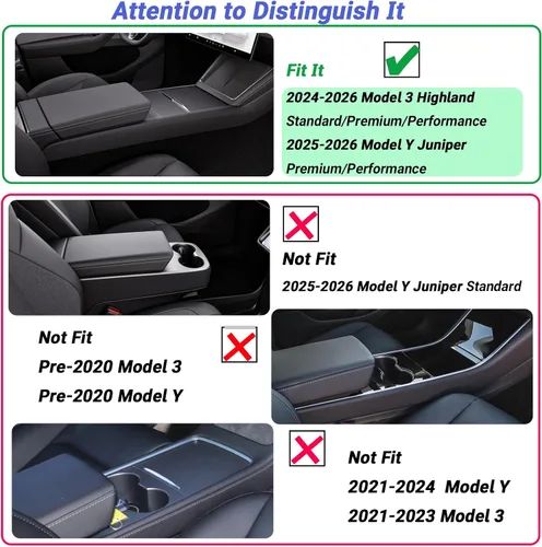 Vista 2 de Organizador de Consola Central de 5 Piezas Compatible con 2025-2026 Nuevo Tesla Model Y Juniper/2024-2026 Tesla Model 3 Highland Accesorios, Caja
