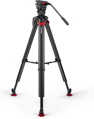 Vista 4 de Sachtler aktiv8T Touch & Go Sistema de cabezal fluido con trípode flowtech75 y esparcidor de nivel medio