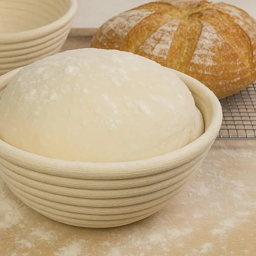 Vista 8 de Saint Germain Bakery Cesta Banneton Premium Redonda para Pan con Forro - Cesta de Fermentación Brotform Perfecta para Hacer Pan Hermoso (8 pulgadas)