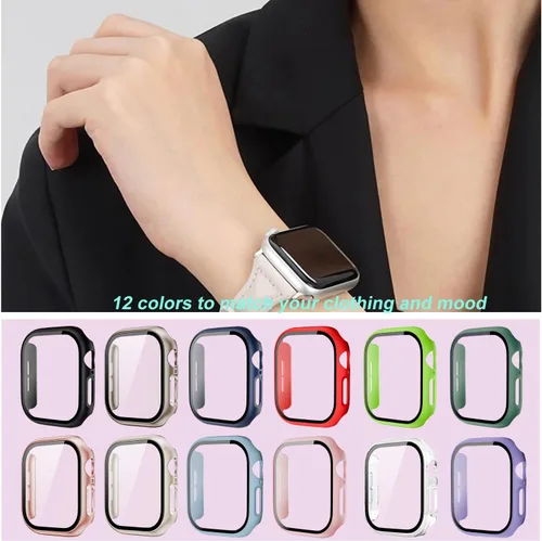 Vista 6 de Pocoukate 12 Pack Funda para Apple Watch Series 10, Series 11 de 42mm, con Protector de Pantalla de Vidrio Templado, Cubierta Protectora Completa
