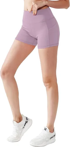 Vista 5 de CADMUS - Pantalones cortos deportivos de tiro alto para mujer, para yoga, acondicionamiento físico y correr, con bolsillos profundos