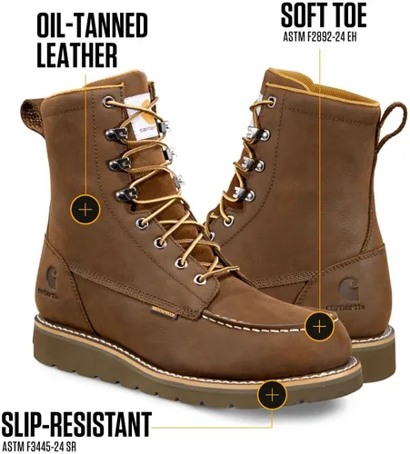 Vista 3 de Carhartt Botas de cuña impermeables de 8 pulgadas para hombre
