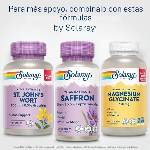 Vista 6 de SOLARAY Extracto de azafrán – Apoyo positivo para el sueño y el estado de ánimo – Suplementos de azafrán veganos y sin gluten – Verificado por