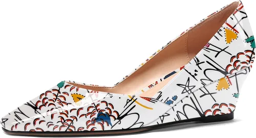 Vista 12 de MODENCOCO Zapatos de tacón bajo con cuña de tacón bajo para mujer, con puntera cuadrada, 2 pulgadas Beige