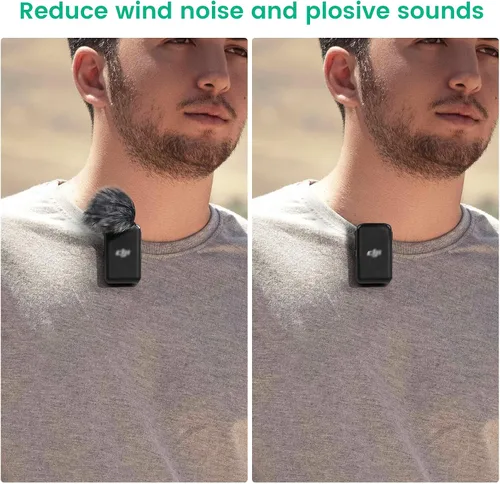 Vista 3 de Paravientos de micrófono protector contra viento compatible con micrófono de solapa inalámbrico DJI MIC, cubierta peluda (paquete de 2)