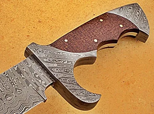 Vista 7 de SW-02 Espada hecha a mano de acero de Damasco de 23 pulgadas - Hermoso mango de micarta marrón yute
