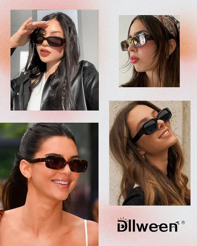 Vista 3 de 68 Retro Sunglasses Trendy Rectangle Y2K Sunglasses 90s Glasses for Women UV400 Protection