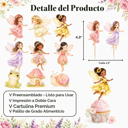 Vista 9 de ALISSAR 36 adornos para cupcakes de hadas, decoración de fiesta