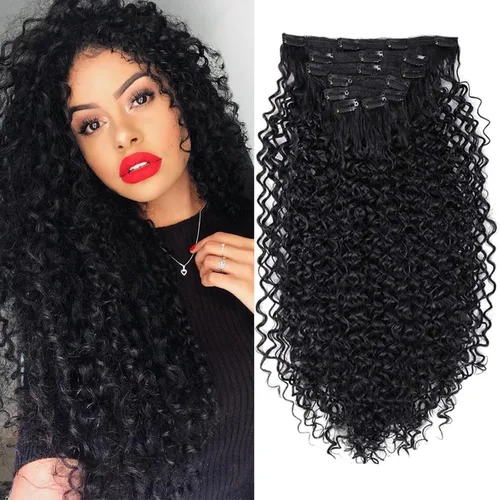 Vista 19 de BHF - Extensión de cabello rizado de 26 pulgadas, con clip de doble trama de 4.94 onzas, fibra japonesa resistente al calor, extensión de cabello