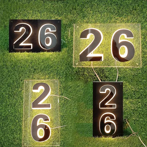 Vista 8 de Señales de Números de Casa LED Personalizadas Señales de Números de Casa Verticales/Horizontales Iluminadas Placa de Dirección de Casa