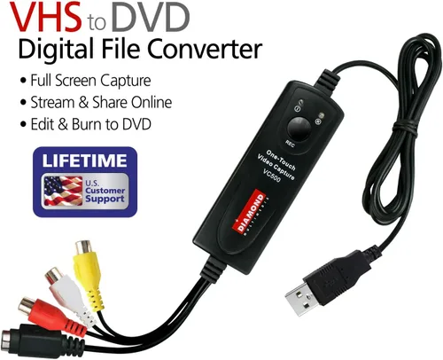 Vista 2 de Diamond Multimedia VC500 One Touch VHS a archivo digital, convertidor de DVD con software fácil de usar, convertir, editar y guardar