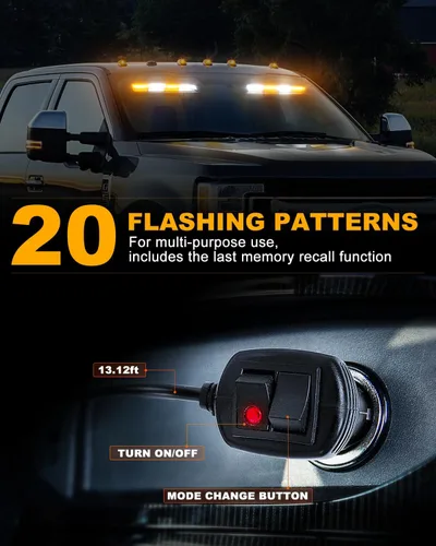 Vista 4 de HLauto Luces estroboscópicas de emergencia 6Z4J: luces de seguridad blancas ámbar de 2 x 16.8 pulgadas, 48 luces LED intermitentes de advertencia