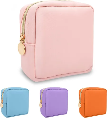 Vista 43 de izuzta Nylon Lager Pequeño Slim Mini Maquillaje Bolsa Organizador, Beige, Viajes