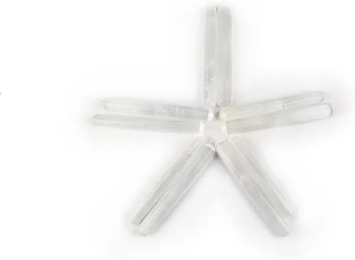 Vista 5 de JIC Gem Varitas redondas de selenita, 10 piezas de piedra de cristal áspero natural, para sanación de chakras Reiki, decoración del hogar, 5.5-5.9 in