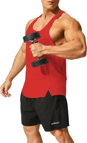 Vista 2 de DEMOZU Camiseta sin mangas para hombre con espalda en Y para culturismo, entrenamiento muscular, atletismo, correr, gimnasio