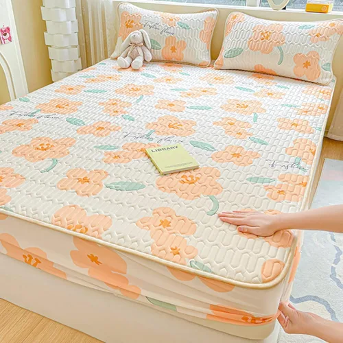 Vista 13 de FCLDESHOP Comfort Hotel - Sábana bajera ajustable de bolsillo profundo, juego de sábanas bajeras y fundas de almohada de seda de hielo de látex