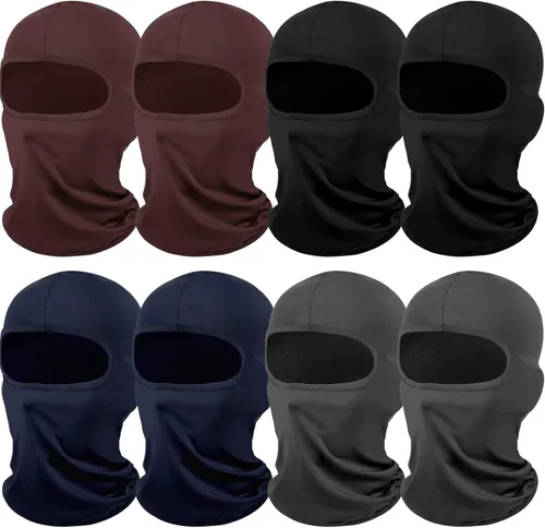 Vista 11 de Máscara de esquí de 8 piezas, máscara de cara completa, protección UV, pasamontañas de seda de hielo de verano, polaina para el cuello, para mujeres