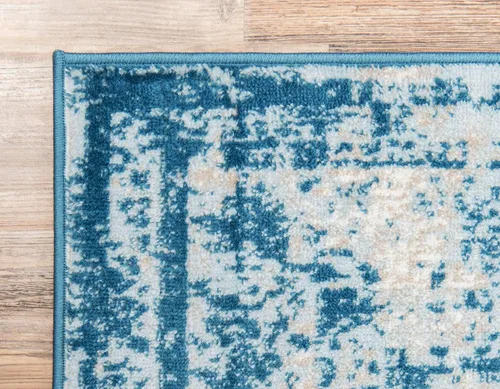 Vista 8 de Unique Loom, colección Sofía - Alfombra de la colección Salle Garnier (4' 1" x 6' 1", rectangular, azul/ marfil)