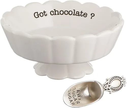 Vista 9 de Mud Pie 4881012S Plato para dulces "Sweet Stuff" con cuchara, blanco