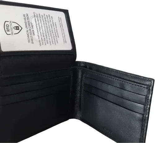 Vista 4 de Calvin Klein Men's Genuine Leather Wallet with RFID Protection, Black, Standard, American
