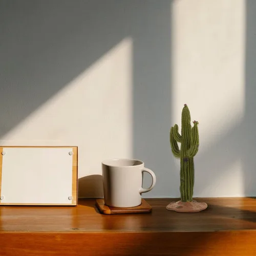 Vista 2 de Didiseaon Planta decorativa de cactus artificial, planta artificial en maceta, micro paisaje, decoración de cactus