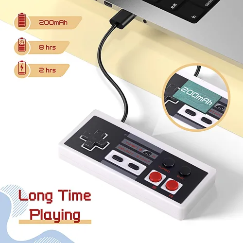 Vista 5 de AGPTEK - Paquete de 2 controladores inalámbricos, controlador clásico inalámbrico para Nintendo Classic Mini Edition y PC, sin cable, compatible