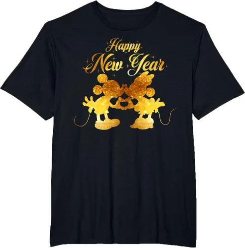 Vista 31 de Disney Camiseta de Año Nuevo Mickey & Minnie Happy New Year Silhouette, Negro
