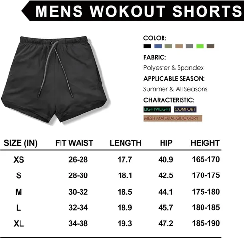 Vista 7 de Leidowei - Shorts 2 en 1, ligeros, de 7 pulgadas y con bolsillos con cierre para hombre, para entrenamiento, correr, hacer yoga y gimnasio