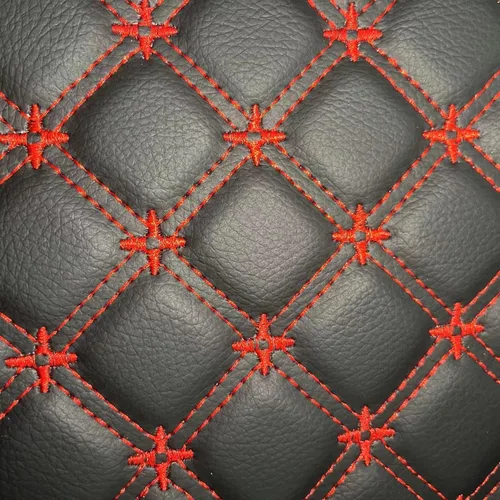 Vista 14 de Tela de espuma acolchada de vinilo, hilo multipatrón, material de piel sintética, tapicería para muebles, cabeceros de muebles, tela interior Negro