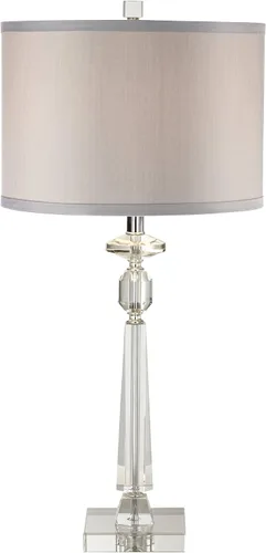 Vista 8 de Vienna Full Spectrum Aline - Lámpara de mesa tradicional de 26 1/2 pulgadas de alto, cristal transparente, pantalla gris, sala de estar, dormitorio